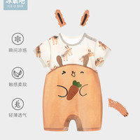 婴儿夏装连体衣假两件新生儿哈衣短袖初生儿爬爬服夏季兔宝宝衣服