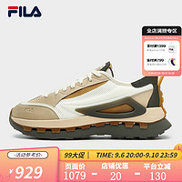 FILA  斐乐KM男鞋先锋运动鞋时尚复古跑鞋休闲鞋 米黄色/初雪白-BP 40