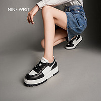 NINE WEST/玖熙黑白休闲鞋女撞色厚底板鞋运动鞋 NM303040CK 白黑38