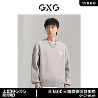 GXG 男装 商场同款 纯色舒适保暖纯色贴标针织衫毛衣GEX12012703 浅灰色 165/S