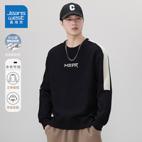 真维斯(JEANSWEST)卫衣男秋季2023圆领潮牌外套上衣男装长袖套头黑色2XL