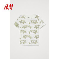 H&M HM童装男童T恤季字母印花舒适圆领短袖美式纯棉上衣0934337