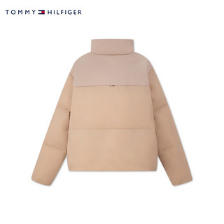 TOMMY HILFIGER 女装简约拼接立领鸭绒保暖宽松羽绒服外套40919 卡其色ABO XS