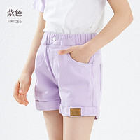 凯蒂猫Hello Kitty女童短裤儿童牛仔裤夏季薄款中大童女孩洋气外穿休闲裤子 紫色065 140cm