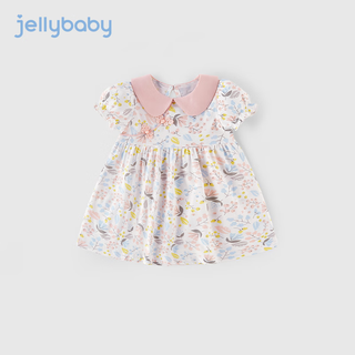 JELLYBABY儿童夏装纯棉宝宝裙子小童中国风衣服女童连衣裙夏 粉色 100cm