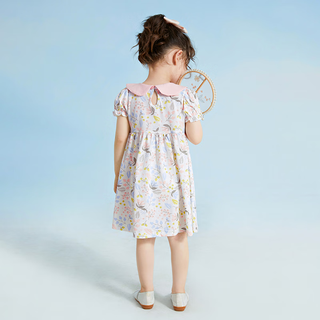 JELLYBABY儿童夏装纯棉宝宝裙子小童中国风衣服女童连衣裙夏 粉色 100cm