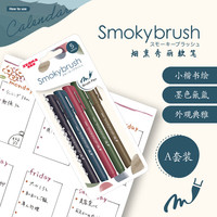 斑马牌(ZEBRA)小楷烟熏色系秀丽软笔 毛笔练字彩色绘画手账水彩笔 WF9 曲径通幽 A套装 5色装
