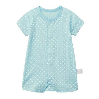 千趣会 SENSHUKAI童装婴儿衣服连体衣夏季儿童网眼透气短袖纯棉宝宝爬服 天蓝色 80cm