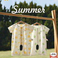 童泰新生儿衣服夏季初生宝宝短袖连体衣开裆哈衣爬服纯棉夏款薄