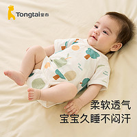 Tongtai 童泰 夏季薄款1-18个月新生婴幼儿男女宝宝纯棉短袖偏开包屁连体衣