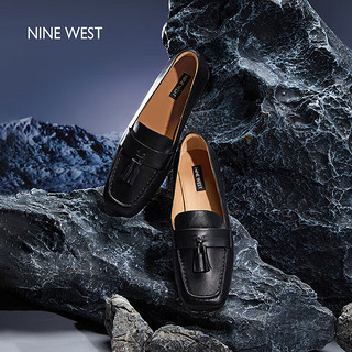 NINE WEST/玖熙方圆头乐福鞋女流苏低跟羊皮女鞋 NP350060KK 黑色40