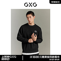 GXG男装 城市定义雪尼尔柔软华夫格毛巾绣针织衫毛衣 黑色 165/S