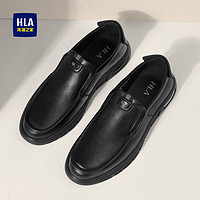 海澜之家（HLA）皮鞋男休闲商务套脚舒适软底德比鞋子男HAAPXM3ACA0148 黑色42