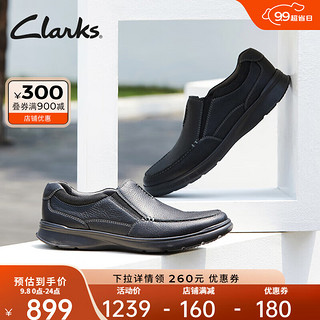 Clarks 其乐 科崔系列男鞋简约舒适透气一脚蹬百搭时尚休闲皮鞋 黑色