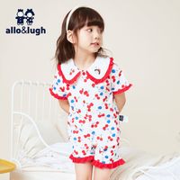 allolugh童装季女童短袖家居服套装可爱薄款纯棉空调服
