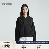 Calvin Klein Jeans23早秋女士简约刺绣字母抓绒休闲连帽卫衣40WI255 BAE-太空黑 L