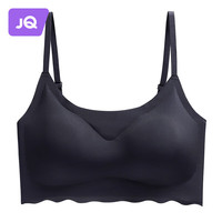 婧麒内衣女无痕成人女士内衣薄款无钢圈背心式文胸美背胸罩 黑色 M