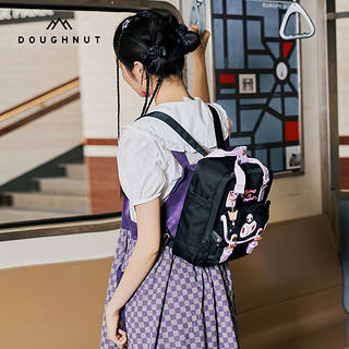 Doughnut甜甜圈库洛米联名Kuromi双肩包书包轻便电脑包女旅行背包 黑