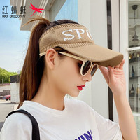 红蜻蜓 RED DRAGONFLY帽子女防晒遮阳帽太阳帽女夏季户外运动跑步钓鱼韩版潮空顶帽 咖色