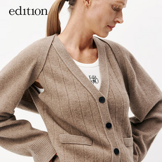 edition毛衣女款牦牛绒羊毛披肩马甲两件复古针织外套 砂驼色 XS/155