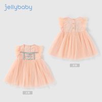 杰里贝比女童连衣裙夏儿童短袖夏装纱裙小童公主裙女宝宝裙子夏季
