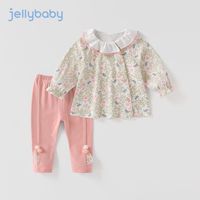 杰里贝比女童秋季套装长袖儿童衣服春秋公主小童女宝宝秋装两件套