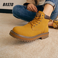 BASTO 百思图 商场同款时尚工装大黄靴马丁靴男短靴10105DD3 黄色/棕色 40
