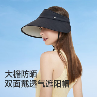 UV100防晒帽男女户外运动防紫外线遮阳大帽檐夏凉帽双面空顶帽23513 极简灰-遮蔽率99.00 % F