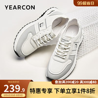 意尔康男鞋 时尚休闲鞋男潮流拼色运动鞋系带轻便鞋子男 白/灰 38