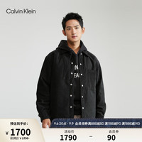 卡尔文·克莱恩 Calvin Klein Jeans23早秋男士简约刺绣灯芯绒衬衫式夹棉外套J325483 BEH-太空黑 S