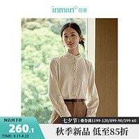 茵曼（INMAN）调温系列衬衣女文艺花边立领显瘦提花上衣18332366 梨花杏 S