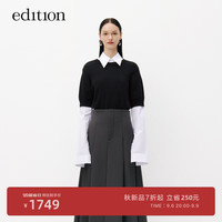 edition针织衫女衬衫拼接长袖马甲两件上衣慵懒风 黑色 XS/155