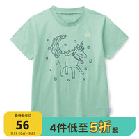 千趣会 SENSHUKAI童装女童短袖T恤春夏季打底衫可爱卡通印花棉质儿童T恤 薄荷绿 80cm