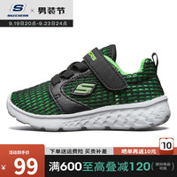 SKECHERS 斯凯奇 男童时尚休闲舒适运动鞋660026N 黑色/柠檬色 BKLM N 8/24