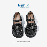 TEENMIX 天美意 女童皮鞋黑色宝宝时尚公主鞋
