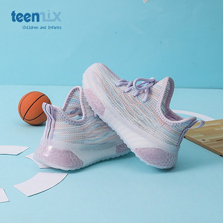天美意（TEENMIX）儿童椰子鞋网面透气运动鞋儿童跑步鞋中大童季 紫色 26 内长160mm 适合脚长150mm