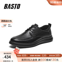 百思图商场同款时尚正装厚底男休闲皮鞋98H28CM3 黑色 40