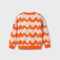 安奈儿童装男童棉线开衫毛衣波浪条纹时尚V领纽扣设计针织毛衣 霞光橙 110cm