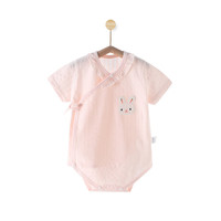 瑄妮薇包屁衣婴儿a类夏季薄款连体衣短袖新生衣服女宝宝三角哈衣 粉色 59码