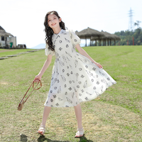 女童夏装连衣裙2023中大童碎花裙女孩夏季泡泡袖连衣裙23267