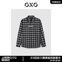 GXG男装 商场同款 黑白格刺绣衬衫秋季GEX10313133 黑白格 165/S