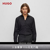 HUGO男士早秋易熨烫棉质府绸超修身衬衫 001-黑色 EU:43