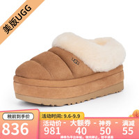 UGGUGG美版女款TAZZLITA厚底保暖羊毛拖鞋懒人鞋雪地靴1146390 CHE-栗色 36