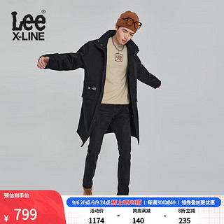 Lee XLINE23早秋舒适黑色户外长款机能连帽外套LMT007081204 黑色 M