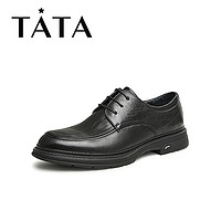 他她（TATA）商场同款正装皮鞋男商务增高英伦风结婚新郎鞋OBE01CM3 黑色 38