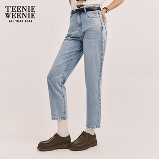 Teenie Weenie小熊20休闲牛仔裤锥形裤长裤韩版时尚女 浅蓝色 155/XS