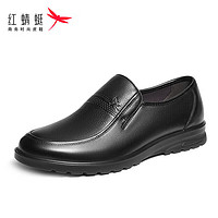 红蜻蜓 一脚蹬乐福鞋商务休闲皮鞋中老年爸爸鞋 WJA33128黑色40