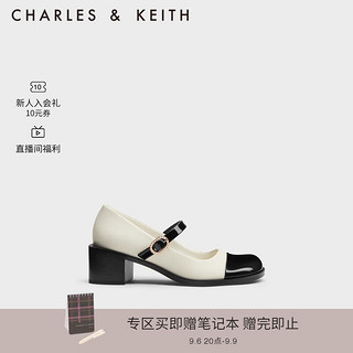 CHARLES&KEITH圆头拼色一字带粗跟玛丽珍鞋单鞋女CK1-60580280 Multi综合色 35