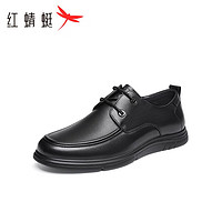 红蜻蜓皮鞋商务男士皮鞋简约休闲低帮通勤皮鞋男鞋WTA33217 黑色 38