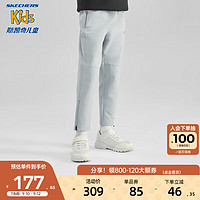 Skechers斯凯奇男女童梭织长裤舒适四面弹儿童运动服P323K031 珍珠蓝/01MZ 120cm
